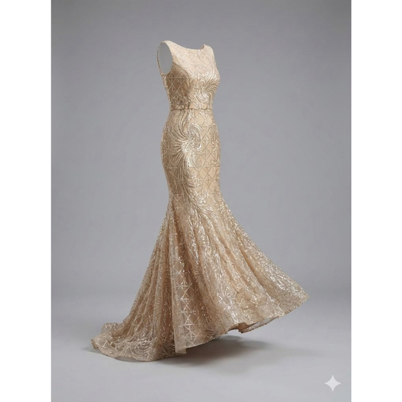 Amelia Couture Dresses & Skirts - Women's Amelia Couture Prom Dress Size 16 Champagne Silver